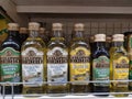 A line of extra virgin olive oil at shelves in the supermarket at Jakarta