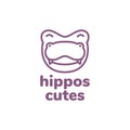 Line face cute hippo smile logo design vector graphic symbol icon sign illustration creative idea Royalty Free Stock Photo