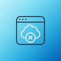 Line Failed access cloud storage icon isolated on blue background. Cloud technology data transfer and storage. Colorful
