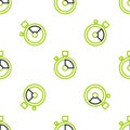 Line Fast time delivery icon isolated seamless pattern on white background. Timely service, stopwatch in motion Royalty Free Stock Photo