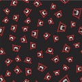 Line Ferris wheel icon isolated seamless pattern on black background. Amusement park. Childrens entertainment playground