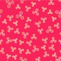 Line Fidget spinner icon isolated seamless pattern on red background. Stress relieving toy. Trendy hand spinner. Vector Royalty Free Stock Photo