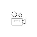 Line film camera icon on white background