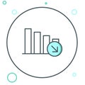 Line Financial growth decrease icon isolated on white background. Increasing revenue. Colorful outline concept. Vector Royalty Free Stock Photo