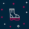 Line Fire boots icon isolated on blue background. Colorful outline concept. Vector Royalty Free Stock Photo