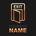 Line Fire exit icon isolated on black background. Fire emergency icon. Colorful outline concept. Vector Royalty Free Stock Photo