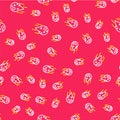 Line Fireball icon isolated seamless pattern on red background. Vector