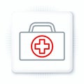 Line First aid kit icon isolated on white background. Medical box with cross. Medical equipment for emergency Royalty Free Stock Photo