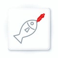 Line Fish on hook icon isolated on white background. Colorful outline concept. Vector Royalty Free Stock Photo