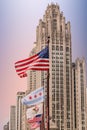 American Flags by Chicago Tower Royalty Free Stock Photo