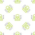 Line Flasher siren icon isolated seamless pattern on white background. Emergency flashing siren. Vector