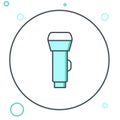 Line Flashlight icon isolated on white background. Colorful outline concept. Vector
