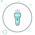 Line Flashlight icon isolated on white background. Colorful outline concept. Vector