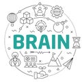 Line Flat Circle illustration brain Royalty Free Stock Photo