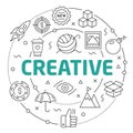 Line Flat Circle illustration creative Royalty Free Stock Photo