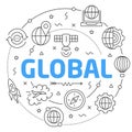 Line Flat Circle illustration global Royalty Free Stock Photo