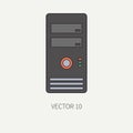 Line flat color vector computer part icon housing body. Cartoon. Digital gaming and business office pc desktop device