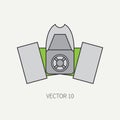 Line flat color vector icon of drawing instruments for aerography - respirator. Cartoon style. Drawing. Airbrush. Art