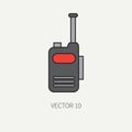 Line flat color vector military icon - radio set. Army equipment and weapons. Cartoon style. Assault. Soldiers. Armament Royalty Free Stock Photo