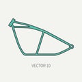 Line flat color vector motorcycle icon bike chassis. Legendary retro. Cartoon style. Biker motoclub. Highway. Framework Royalty Free Stock Photo