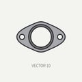 Line flat color vector motorcycle icon bike gasket, laying. Legendary retro. Cartoon style. Biker motoclub. Moto