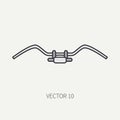 Line flat color vector motorcycle icon classic bike steering wheel. Legendary retro. Cartoon style. Biker motoclub