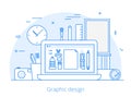 Line Flat graphic design website art tools vector