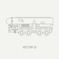 Line flat plain vector icon armored reactive systems of salvo army truck. Military vehicle. Cartoon vintage style Royalty Free Stock Photo