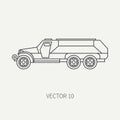 Line flat plain vector icon infantry assault armored army truck. Military vehicle. Cartoon vintage style. Transport Royalty Free Stock Photo