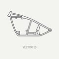 Line flat plain vector motorcycle icon bike chassis. Legendary retro. Cartoon style. Biker motoclub. Highway. Framework Royalty Free Stock Photo