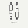 Line flat plain vector motorcycle icon classic bike shock absorber. Legendary retro. Cartoon style. Biker motoclub