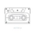 Line flat vector icon audiocassette. Hipster style. Audio. Music. Sound. Retro. Magnetic tape. Analogue multimedia