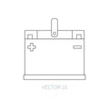 Line flat vector icon car repair part - battery. Internal combustion engine elements. Industrial. Cartoon style
