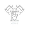 Line flat vector icon car repair part block of cylinders. Internal combustion engine elements. Industrial. Cartoon style