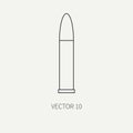 Line flat vector military icon artillery shells. Army equipment and weapons. Cartoon style. Army. Assault. Soldiers