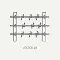 Line flat vector military icon - barbed wire. Army equipment and weapons. Cartoon style. Army. Assault. Soldiers Royalty Free Stock Photo