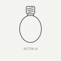 Line flat vector military icon - flask. Army equipment and weapons. Cartoon style. Army. Assault. Soldiers. Armament Royalty Free Stock Photo
