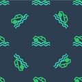 Line Flood car icon isolated seamless pattern on blue background. Insurance concept. Flood disaster concept. Security Royalty Free Stock Photo