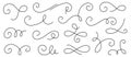 Line flourish swirl vector calligraphy ornament elements. Fancy line flourish text typography accent, filigree modern Royalty Free Stock Photo