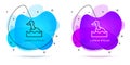 Line Flying duck icon isolated on white background. Abstract banner with liquid shapes. Vector
