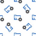 Line Folder settings with gears icon isolated seamless pattern on white background. Software update, transfer protocol Royalty Free Stock Photo