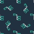 Line Folder tree icon isolated seamless pattern on black background. Computer network file folder organization structure Royalty Free Stock Photo