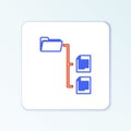 Line Folder tree icon isolated on white background. Computer network file folder organization structure flowchart Royalty Free Stock Photo