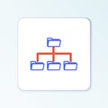 Line Folder tree icon isolated on white background. Computer network file folder organization structure flowchart Royalty Free Stock Photo