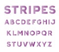 Line font. Hatched disco style alphabet. Vector typeface. Stripes