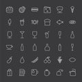 Line food icons set on dark background Royalty Free Stock Photo