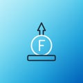Line Force of physic formula calculation icon isolated on blue background. Colorful outline concept. Vector