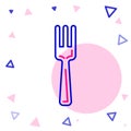 Line Fork icon isolated on white background. Cutlery symbol. Colorful outline concept. Vector