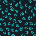 Line Frog icon isolated seamless pattern on black background. Animal symbol. Vector