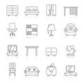 Line furniture and home equipment icons Royalty Free Stock Photo